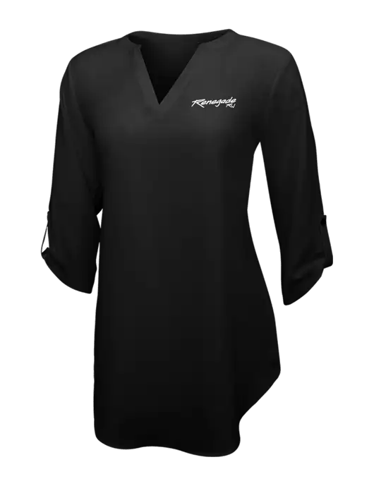 Womens Black 3/4 Sleeve Tunic Blouse w/Renegade RV Logo