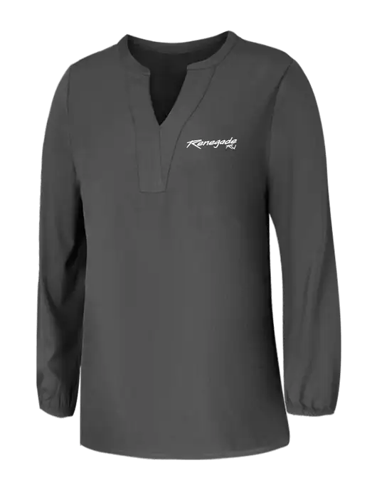 Mercer+Mettle Womens Dark Grey Stretch Crepe 3/4 Sleeve Blouse w/Renegade RV Logo