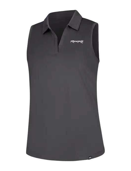 TravisMathew Womens Dark Medium Grey Coto Performance Sleeveless Polo w/Renegade RV Logo