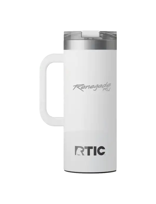RTIC Road Trip 20 oz White Travel Mug w/Renegade RV Logo