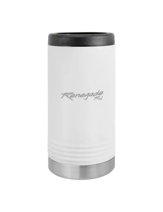 Polar Camel Powder Coated White Vacuum Insulated Slim Beverage Holder w/Renegade RV Logo