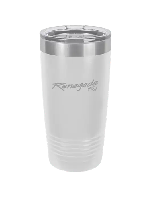 Polar Camel 20 oz Powder Coated White Vacuum Insulated Tumbler  w/Renegade RV Logo