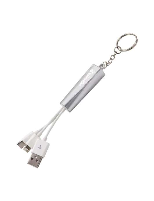Silver Light-Up Charging Cable with Key Ring w/Renegade RV Logo